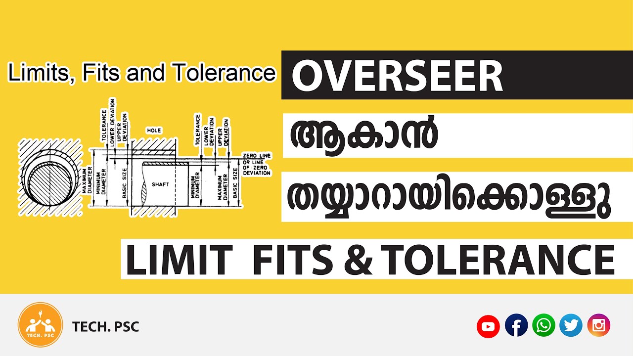 Kerala PSC | Kerala Water Authority-Overseer | PWD - Draftsman | Limit, Fit, Tolerance - Lecture