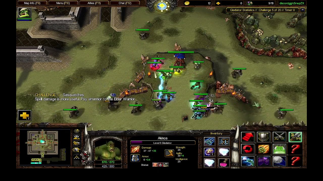 Let's Play Orc Gladiators: Revenge v1.29fc | Play as int Claw | WarCraft 3 Custom Map Game Play