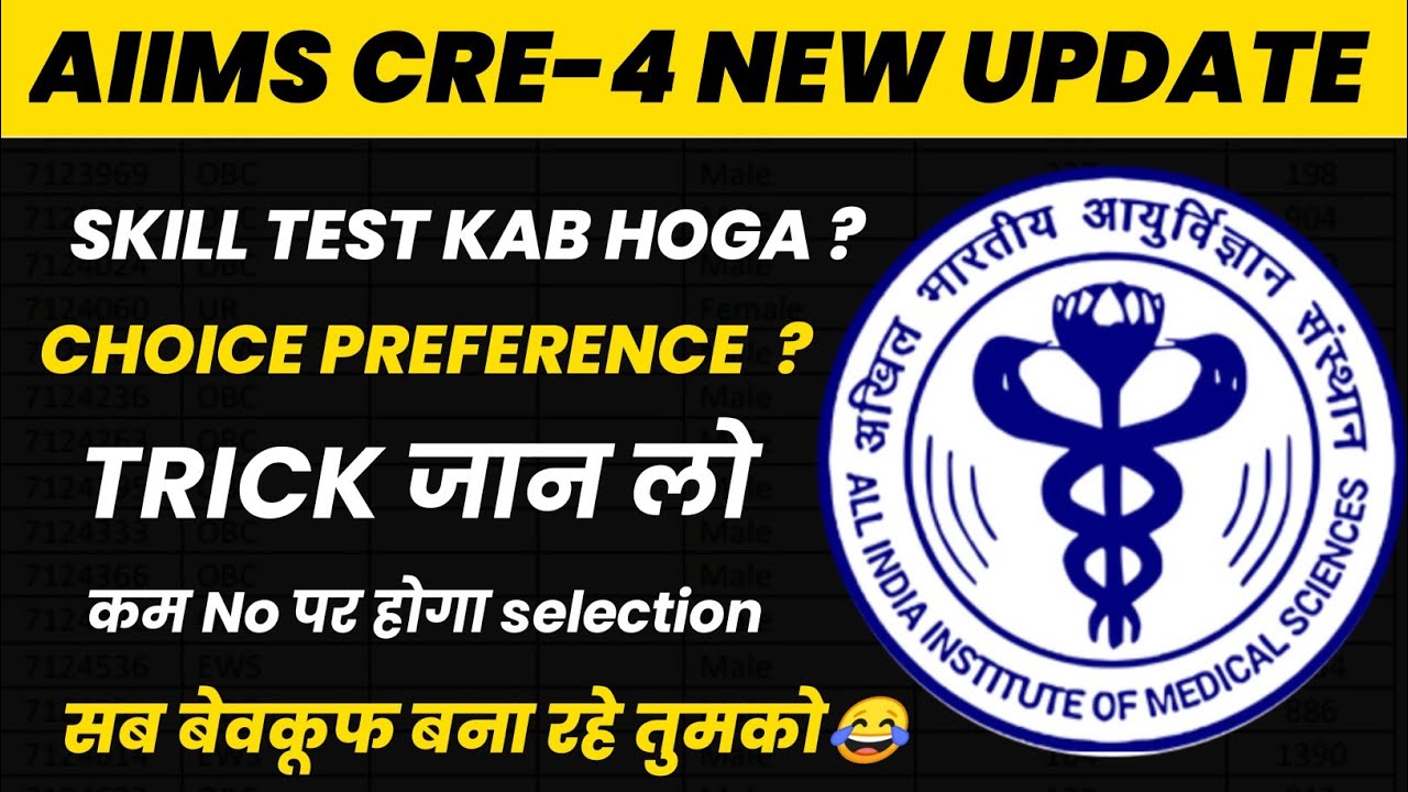 AIIMS CRE-4 Result | Skill Test Date & Post Preference Tips
