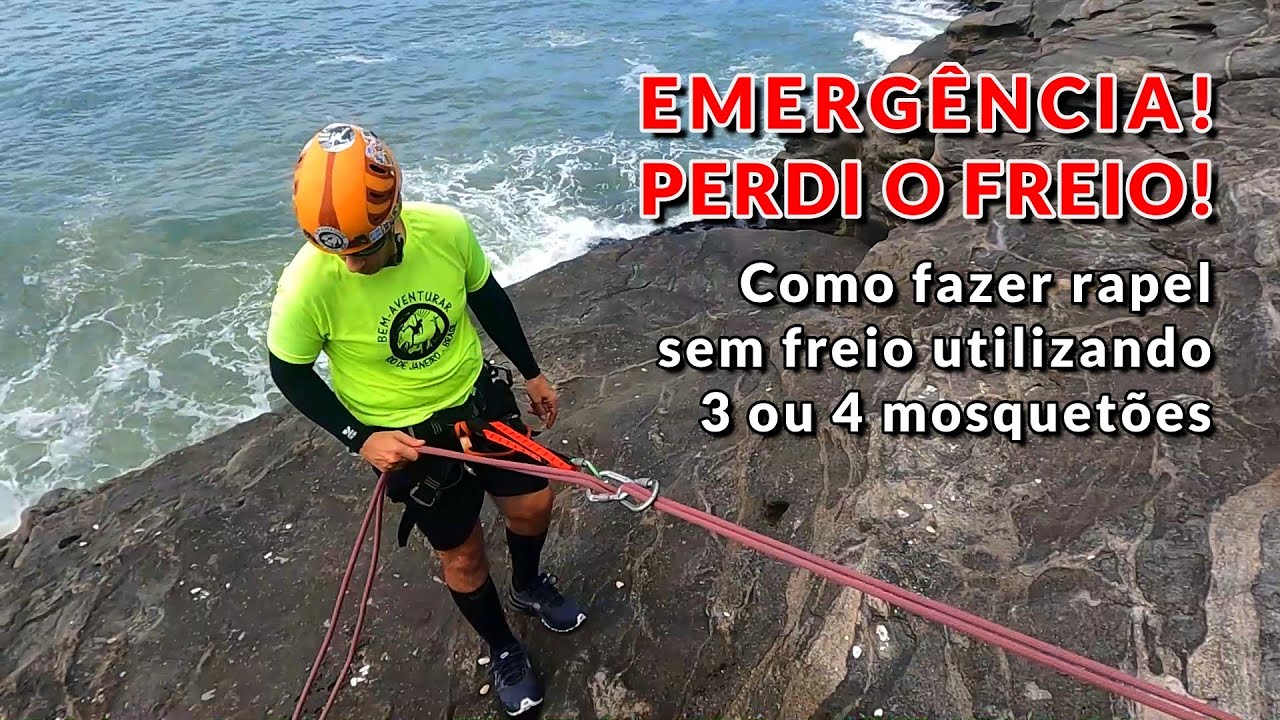 RAPEL COM 3 OU 4 MOSQUETÕES NO LUGAR DO FREIO - EMERGÊNCIA