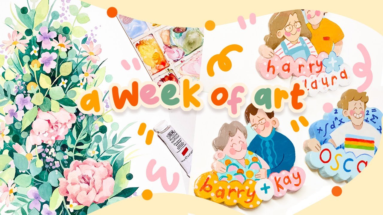 A Week of Art | Making everyones Christmas presents, Big gouache painting, Making magnets!