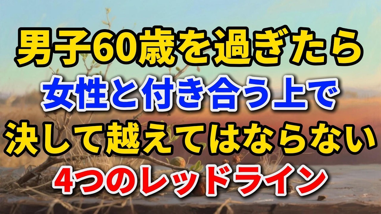 男子60歳を過ぎたら、女性と付き合う上で、決して越えてはならない4つのレッドライン。さもないと、その代償は計り知れない。#老後の暮らし #シニアライフ #人間関係 #終活 #人生経験 #60代