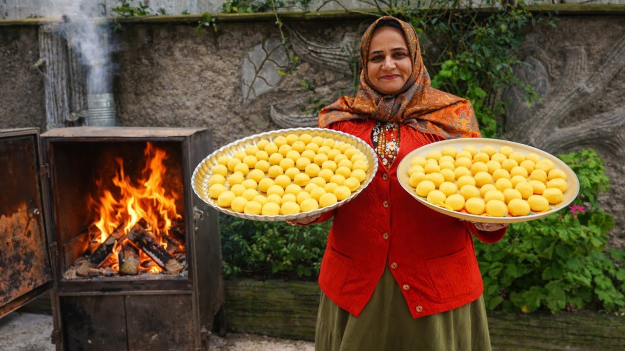 Выпекаем лимонное печенье в деревенской дровяной печи 🍋🔥
