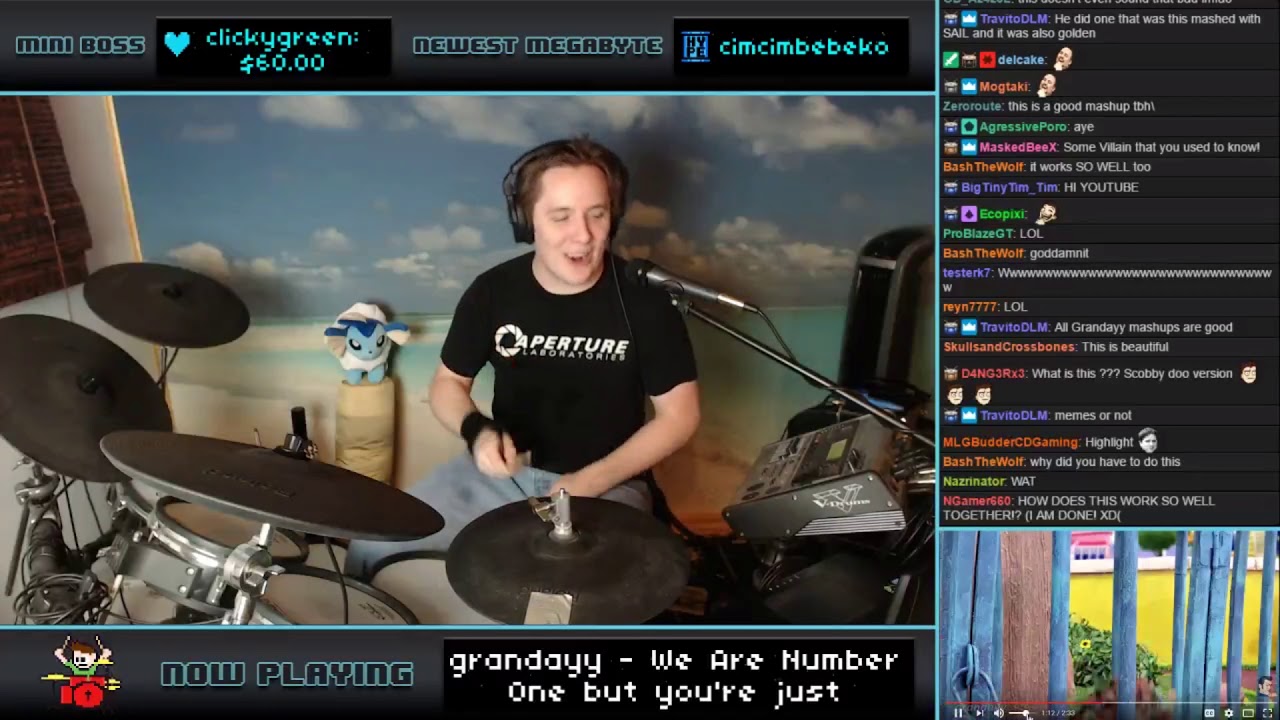 We Are Number One but you're just somebody I used to know BUT it's played by 8 Bit Drummer
