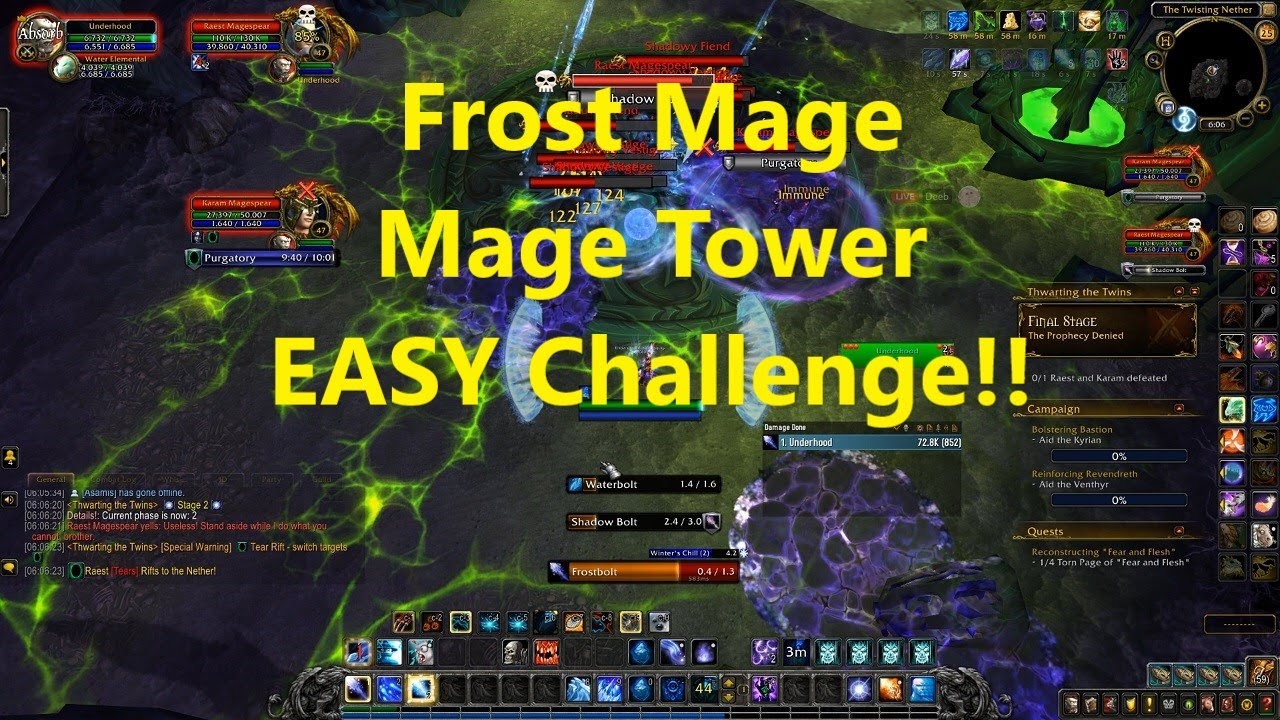 Frost Mage Mage Tower Challenge 5 Minutes Level 52 EASY Thwarting the Twins | WoW Shadowlands 9.1.5