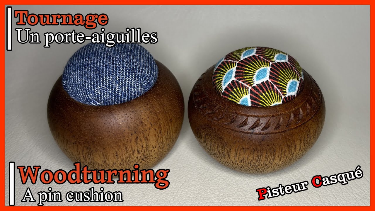 Tournage porte aiguille aimanté, Woodturning magnetic pin cushion