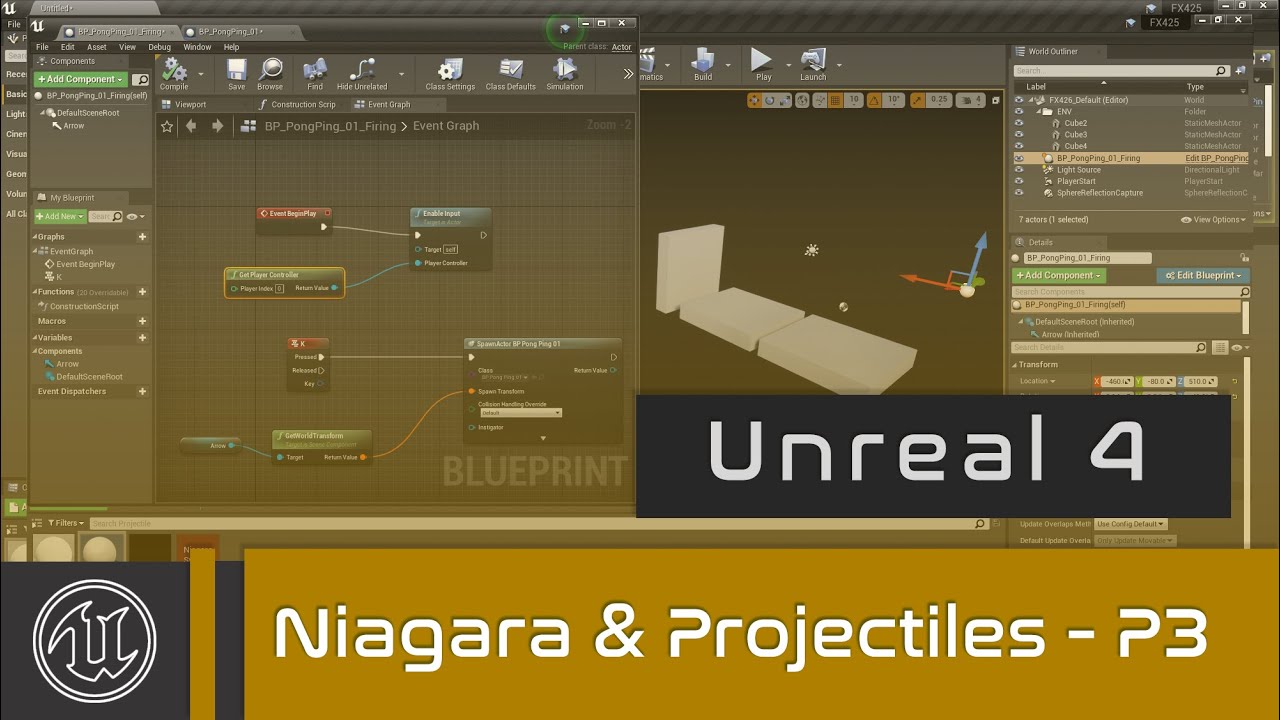 UE4 - Niagara Projectiles - Part 3 -  Firing