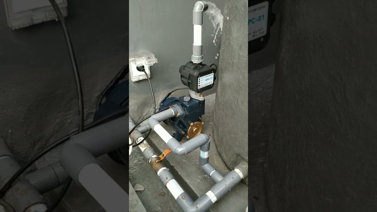 Pemasangan mesin pompa air  Shimizu PS 226 + Automatis Digital Wasser, air kencang dan deras
