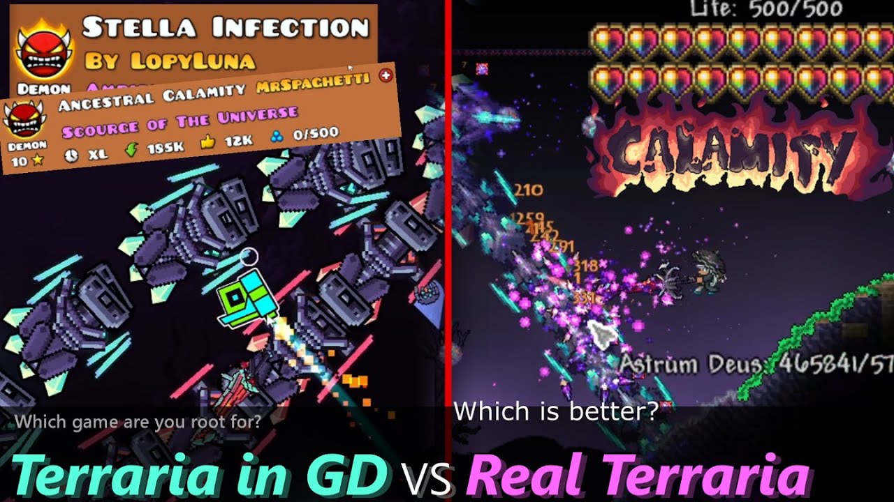Terraria Calamity mod, recreated in Geometry Dash 2.2 ─ A video game within a video game...
