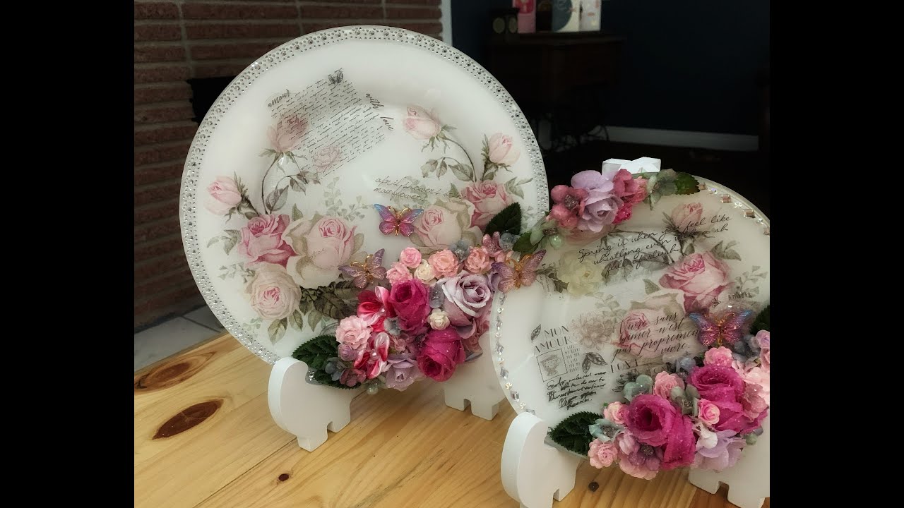 Glass Plates Decoupaged with Napkins - Must See!