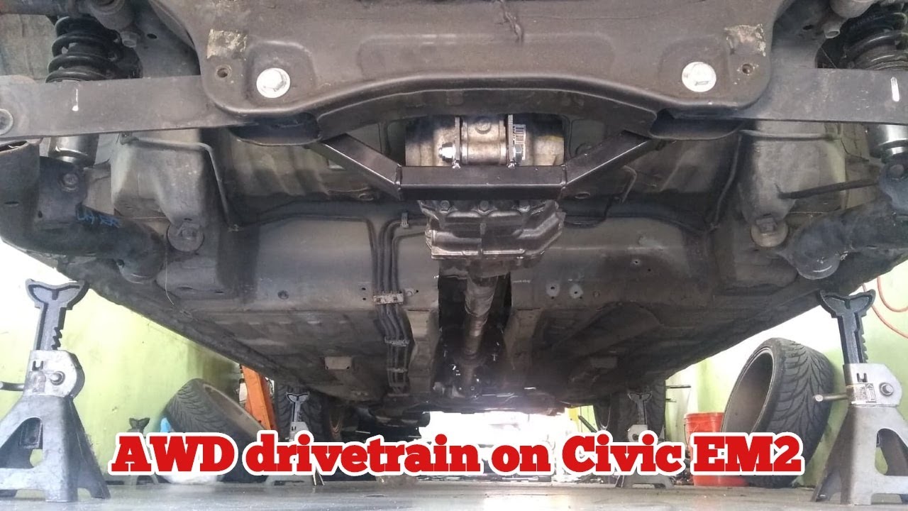 AWD driveline installation on Red's K-series Civic EM2