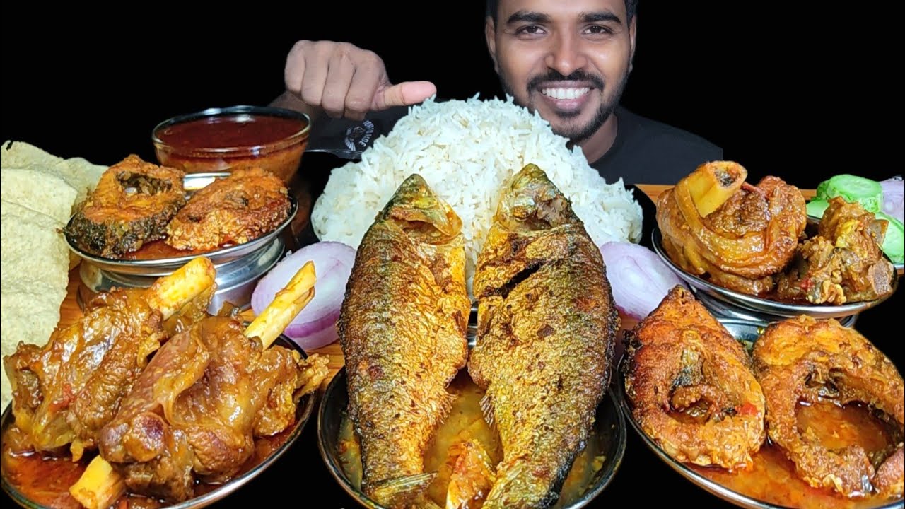 Mutton Curry with Rice and Fish Curry Mukbang |
