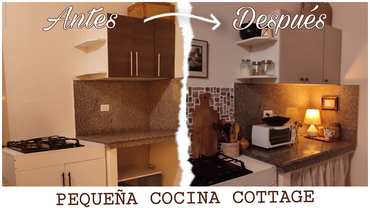 Transformación completa de mi pequeña cocina| DIY salpicadero de piedra fácil y económico
