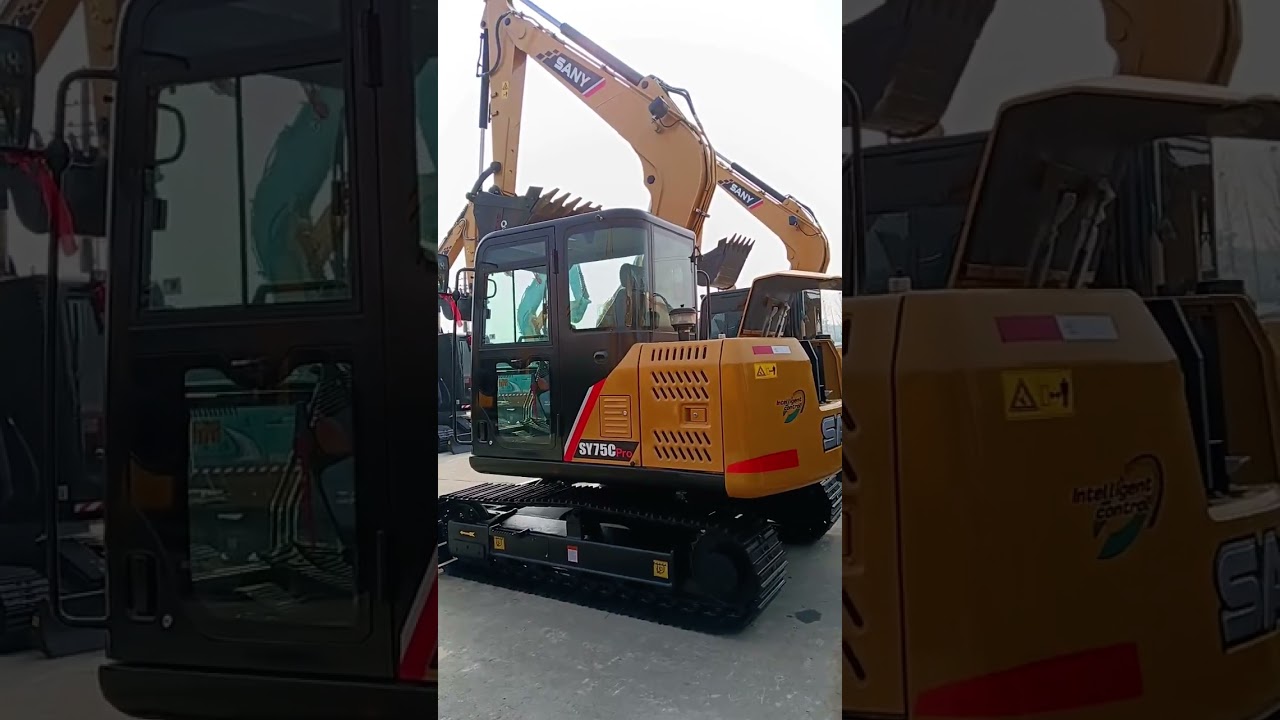 Excavators working on construction sites, loading trucks, and more