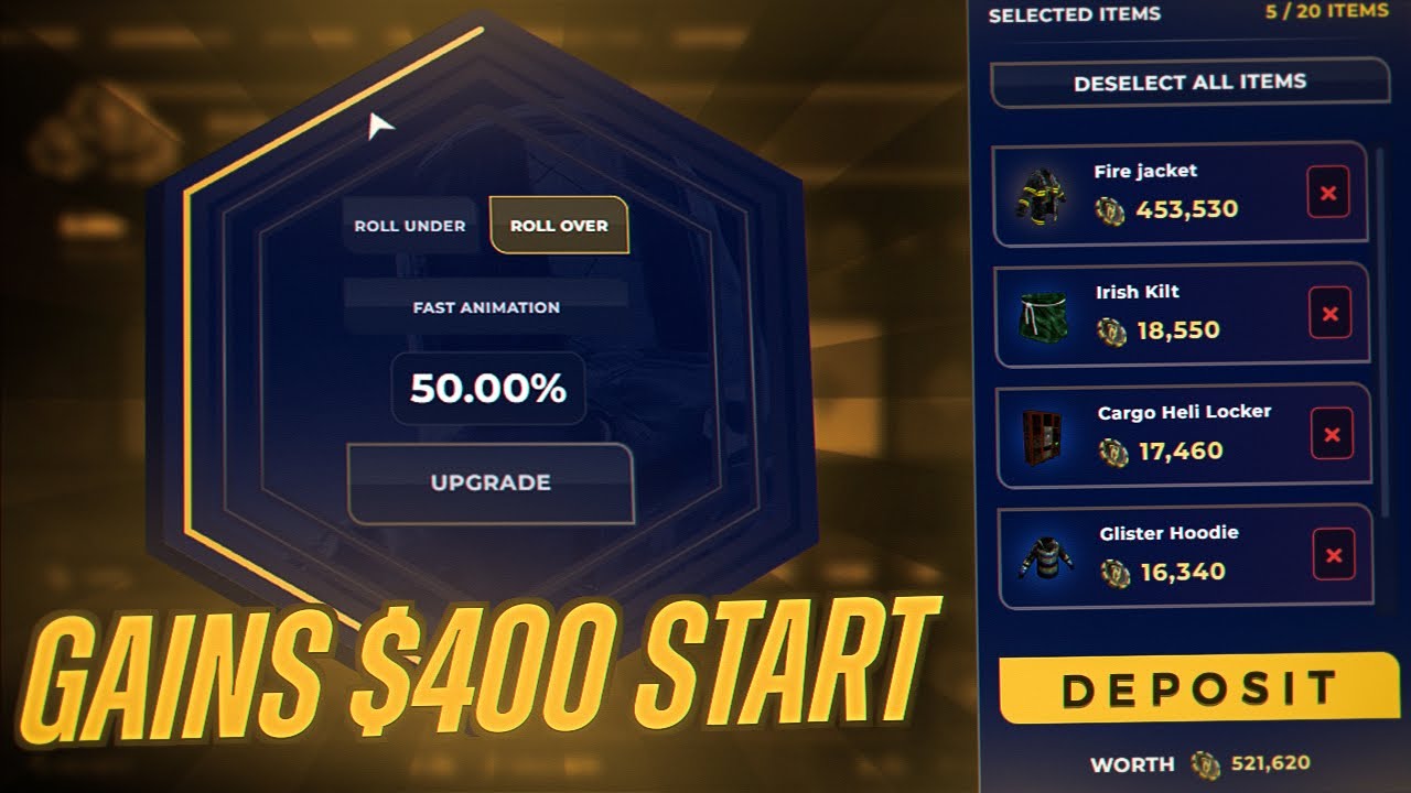 Gambling for rust skins on Gains.gg with $400