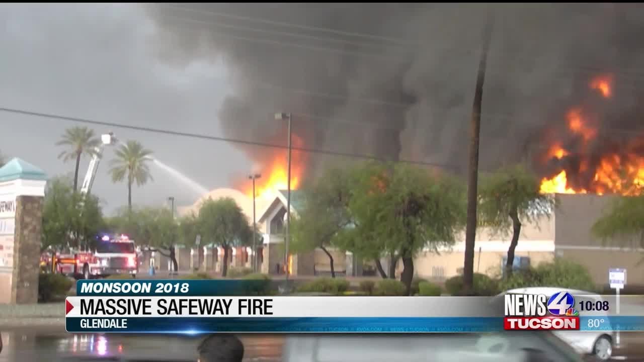 Phoenix firefighters battle large blaze at a supermarket