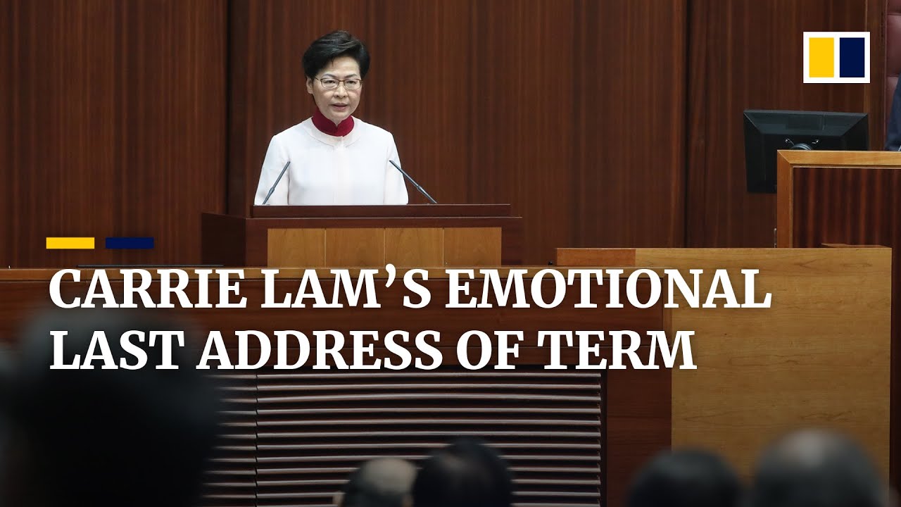 Hong Kong leader Carrie Lam gives last policy address of current term, ending on emotional note