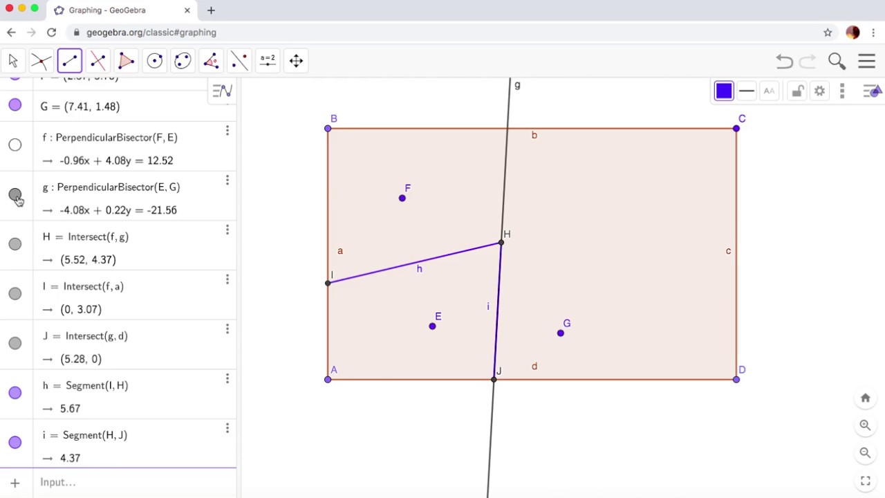 Voronoi diagram GeoGebra 3 points