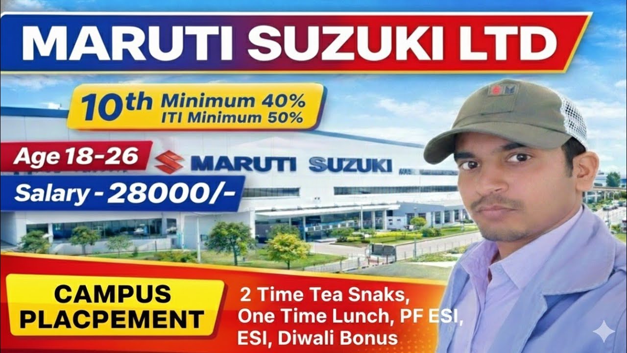 Maruti Suzuki Ltd Gujarat ITI Campus Placement 2026 | Suzuki Motors Gujarat | 10th ITI Pass