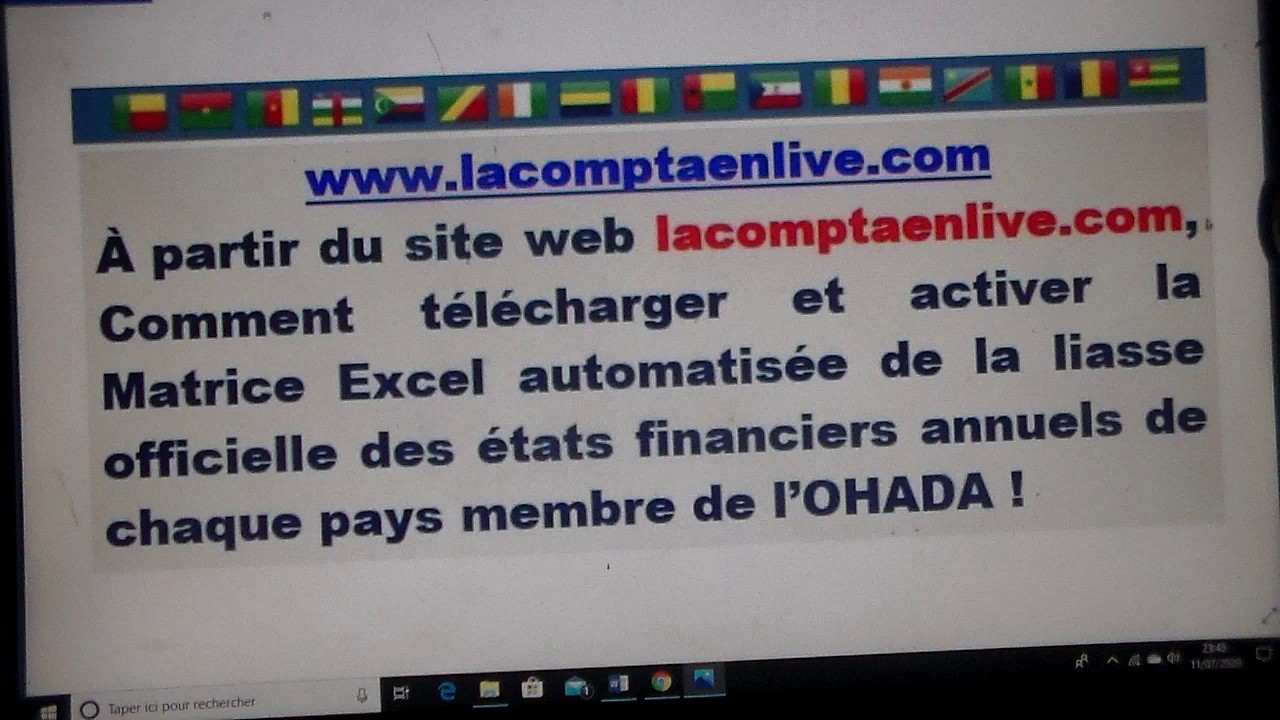 Comment télécharger et activer la matrice Excel automatisée des états financiers pays OHADA