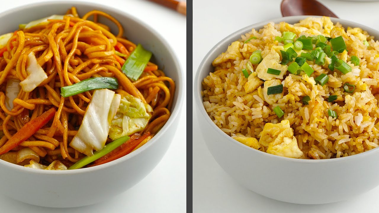 How to make Egg Fried Rice & Stir Fry Noodle | Asian side dishes