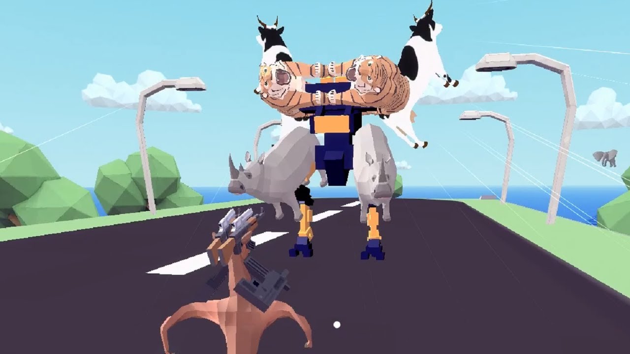 Fighting the Police in a Giant Animal Mech Suit in DEEEEER Simulator - I love this Game