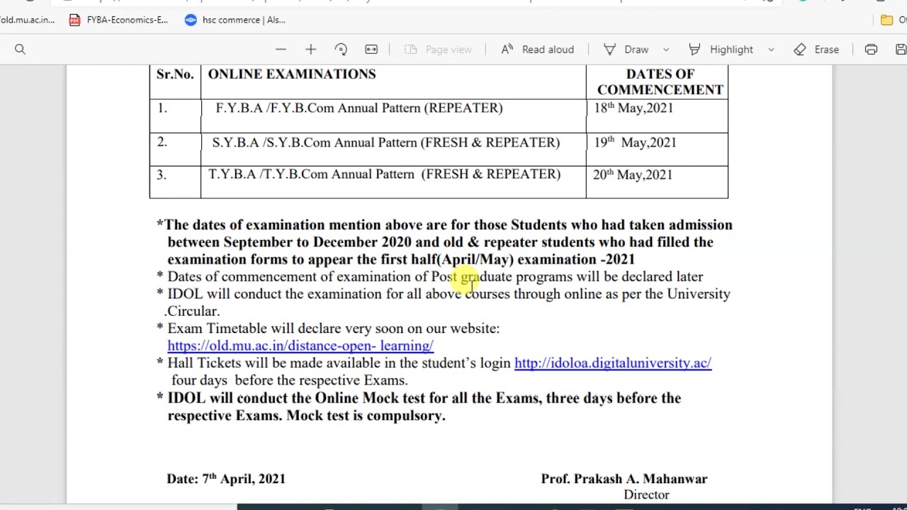 IDOL Online Examinations Update 2021 | SYBCOM | SYBA | TYBCOM | TYBA | IDOL Mumbai University 2021