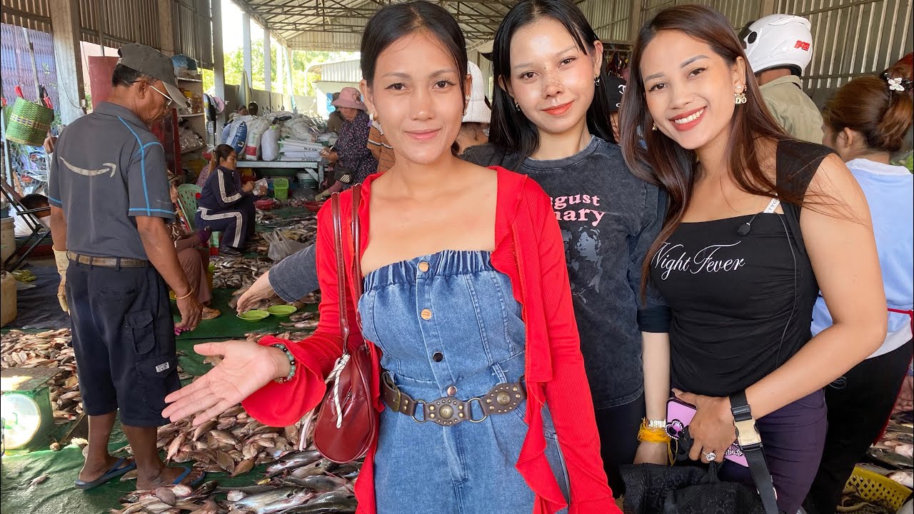 Go To Cheap Fish Market At Kompong Cheng Province With Family @ThydaCookingTV @Nanajapanlife 