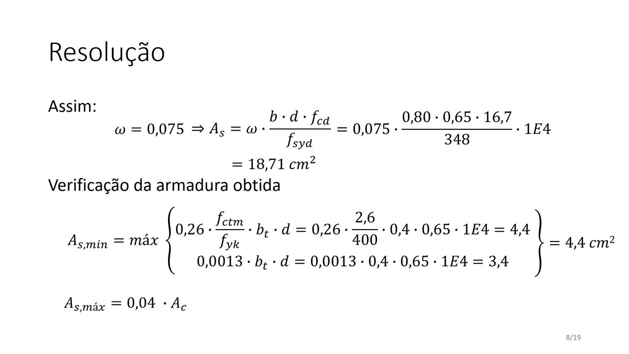 Dimensionamento de viga ao esforço transverso e dispensa de varões