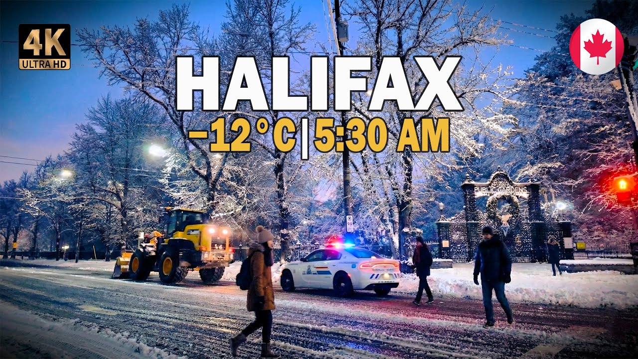 Halifax, Nova Scotia, a First Snow 2026 4K Walking Tour | Freezing Silent Streets Before Sunrise❄️
