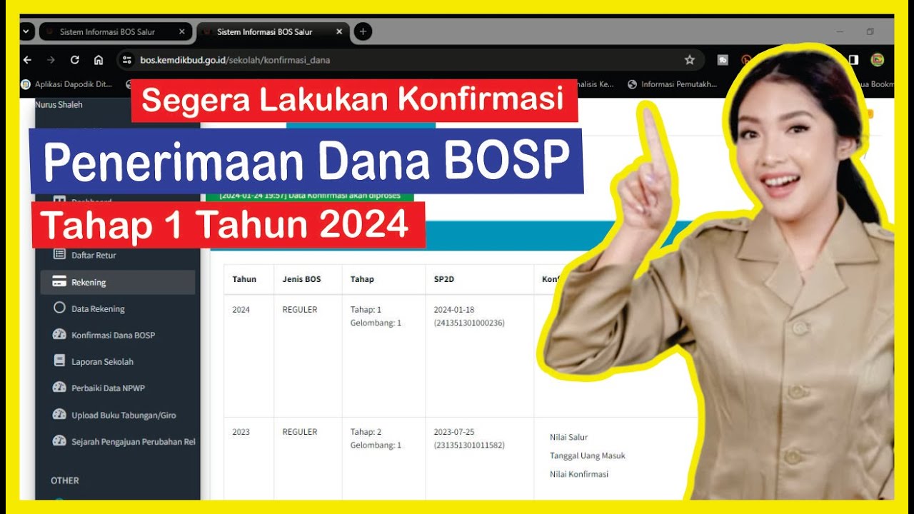 Segera Lakukan Konfirmasi Penerimaan Dana BOSP Tahap 1 Tahun 2024