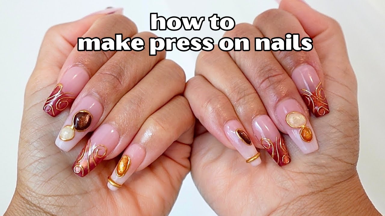 GOLD GEMSTONE NAILS 💫 how to make press on nails step-by-step + how to do isolated chrome nails