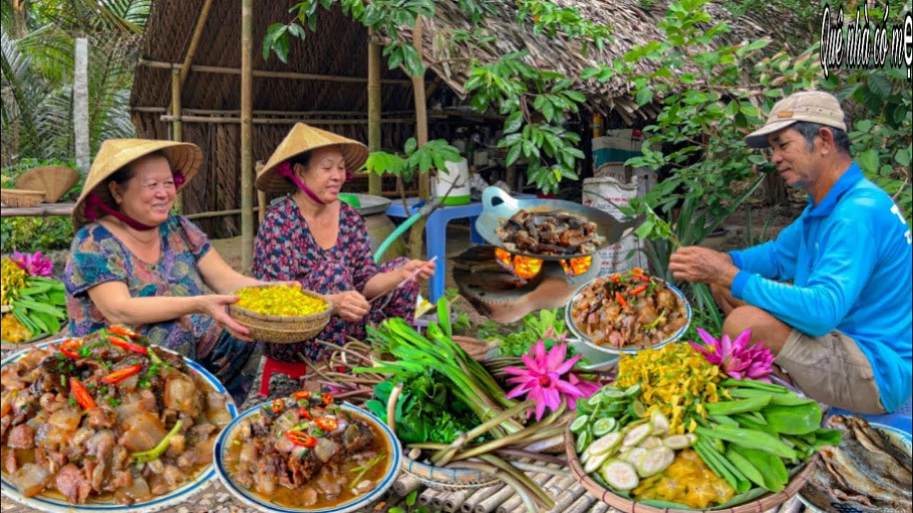 Mắm Cá Lóc Chiên Thịt Mỡ | Hái Rau Vườn Quê Ăn Sạch Nồi Cơm Mẹ Nấu || Countryside meal