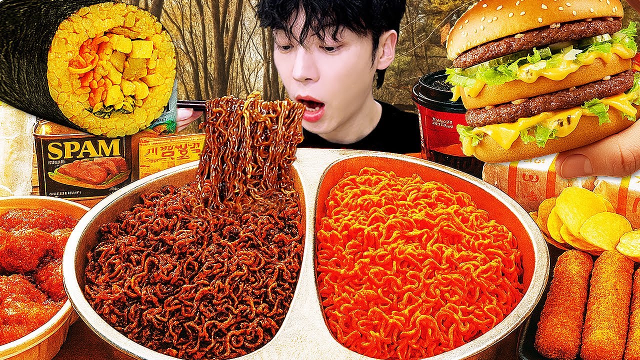 ASMR MUKBANG небольшой магазин, острый рамэн, хот-доги, кимбап, ттеокбокки !! Корейский магазин