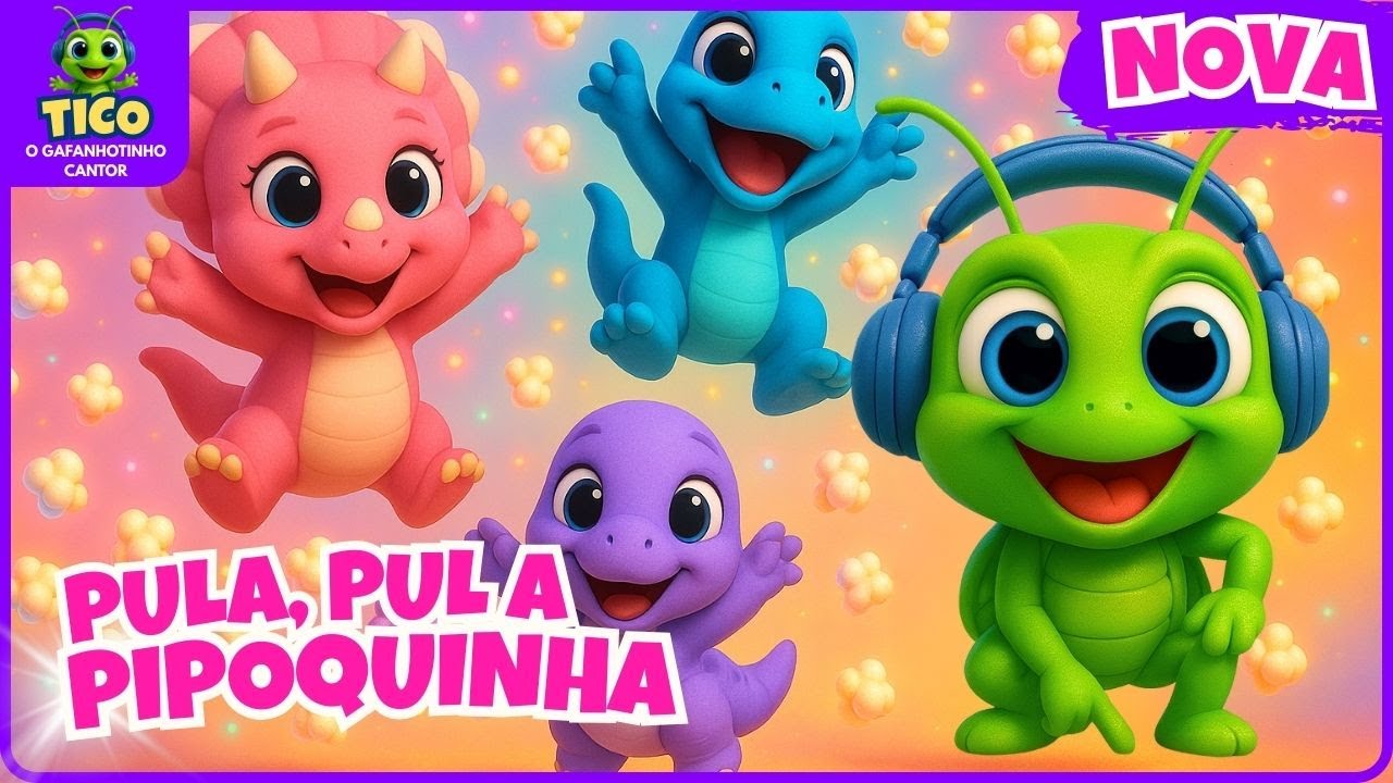 🍿🎉Pula, Pula Pipoquinha! – Turma Dina Baby Dançando Sem Parar! Dinossauros