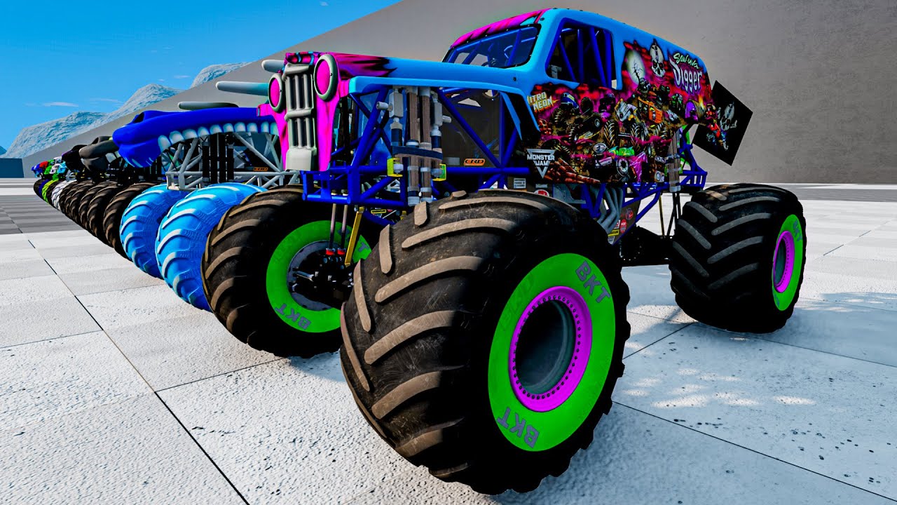Monster Truck Grave Digger, El Toro Loco, Blue Thunder Monster Jam High Speed Crash #8