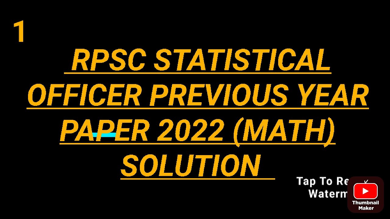 (RPSC) Statistical officer Math paper previous solution 2022 helpful for ASO Exam ..