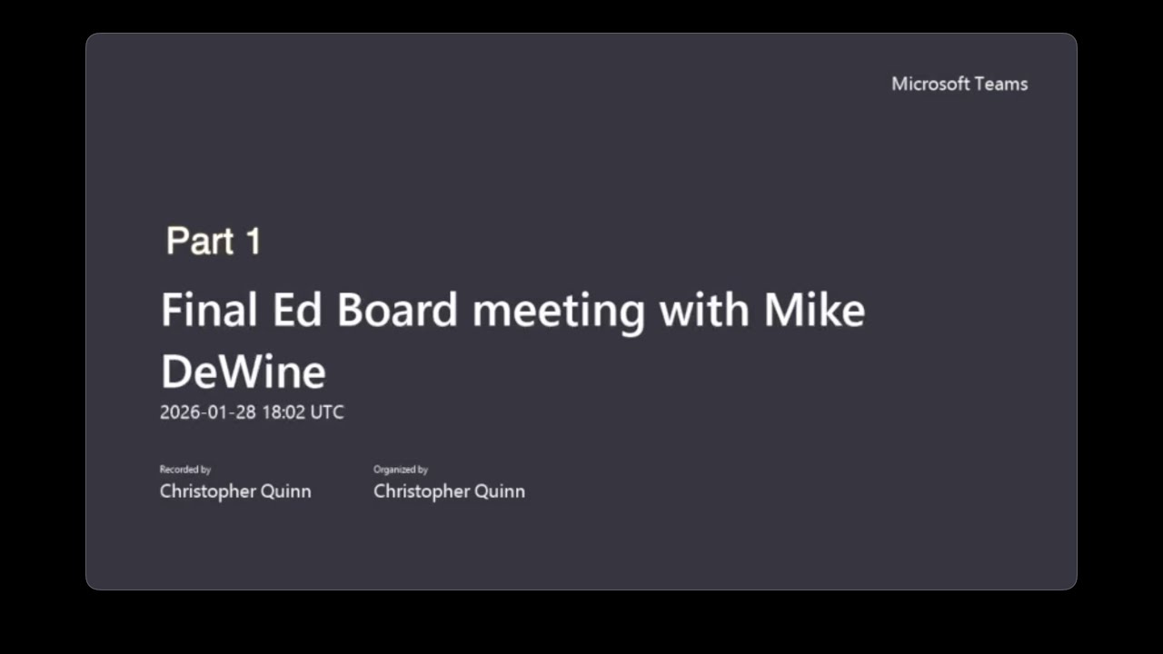 cleveland.com Editorial Board meeting with Gov. Mike DeWine - Part 1