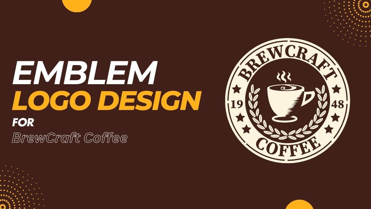 Emblem Logo Design for BrewCraft Coffee | Artisanal Coffee Branding Tutorial