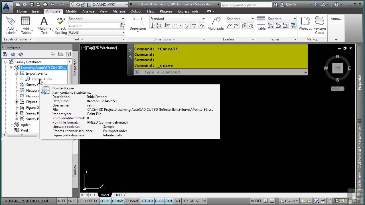 Autocad Civil 3D Skills 5_2: Toolspace   Survey Tab