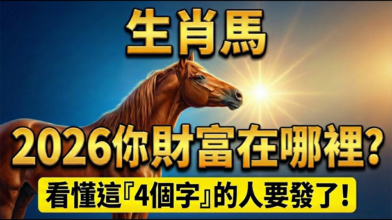 驚天反轉！生肖馬，別再瞎忙了！你2026年的財富根本不在工作裡，而在這『四個字』裡？看懂的人都要發了！#2026生肖馬運勢 #屬馬2026運勢 #生肖馬 #財運 #偏財 #招財方法 #屬馬財運