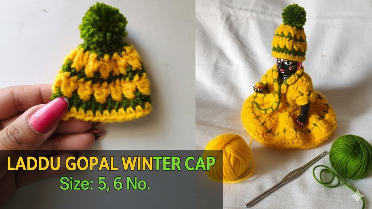 Easy crochet Cap 🧢 for laddu gopal//How to make laddu gopal cap with crochet 🧶