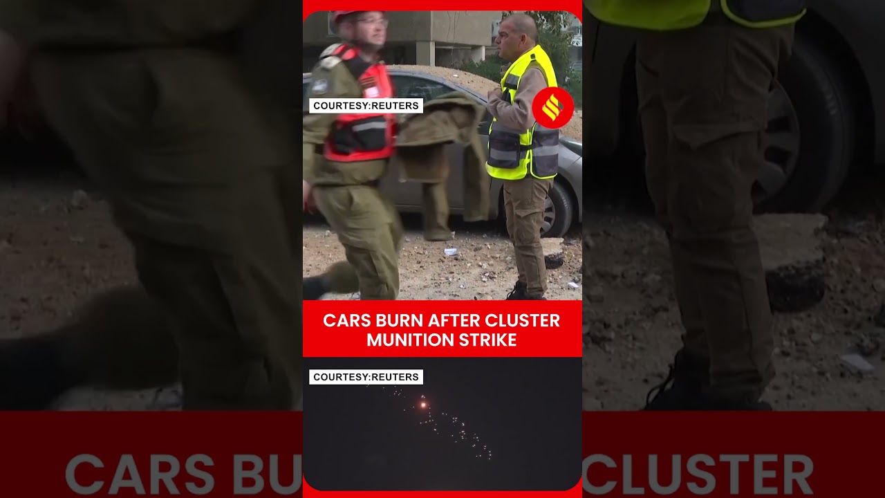 Burnt Cars, Crater and Debris After Suspected Cluster Munition Strike in Israel