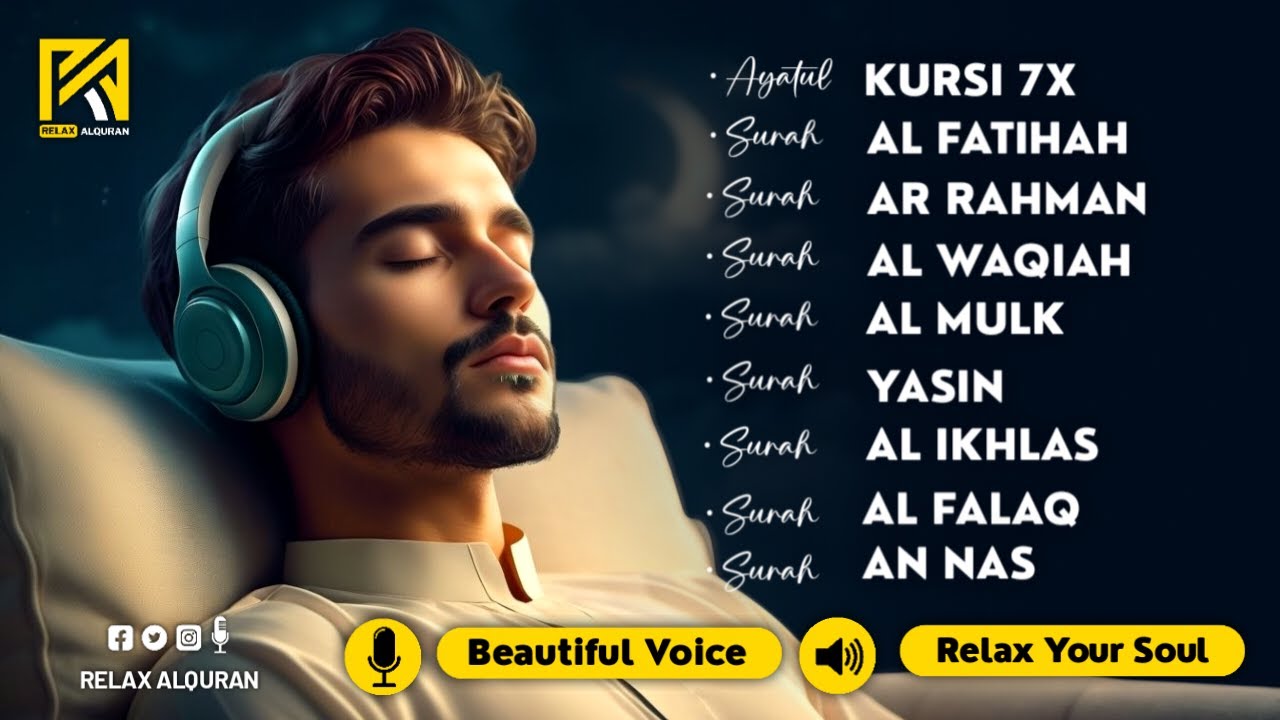 Beautiful Quran For Deep Sleep ✦ Ayatul Kursi, Yasin, Rahman, Waqiah, AlMulk, By Alaa Aqel