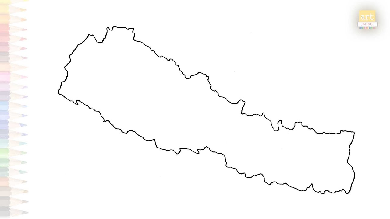 map of Nepal outline drawing easy | Map sketches | How to draw Nepal map step by step | #artjanag