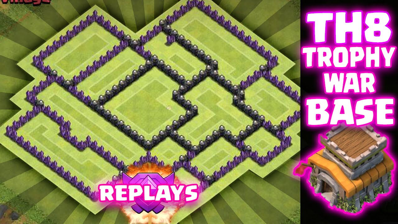 Clash of Clans - BEST TOWNHALL 8 (TH8) ANTI-WAR TROPHY/ WAR BASE! With REPLAYS!!!