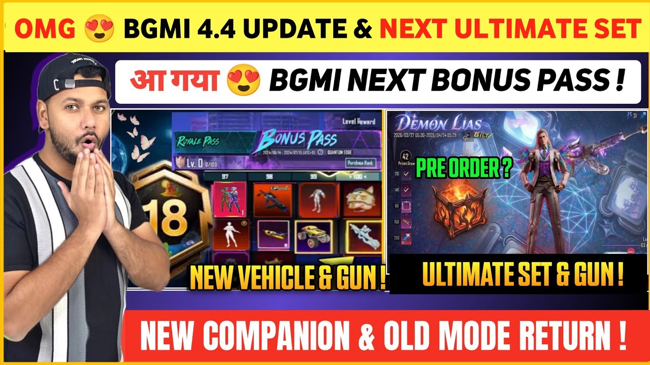 BIG NEWS 🔴 Bgmi 4.4 Update | A18 Bonus Pass | Bgmi Next Ultimate Set | Old Mode Return