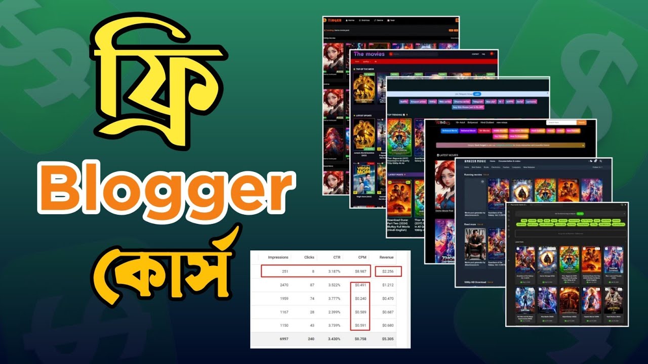 blogger Movie Course || মুভি সাইট থেকে ইনকাম