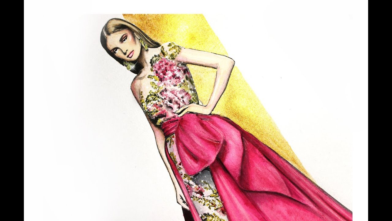 Fashion Illustration - Marchesa pre fall 2018 #1 | Nina Mid Illustrations