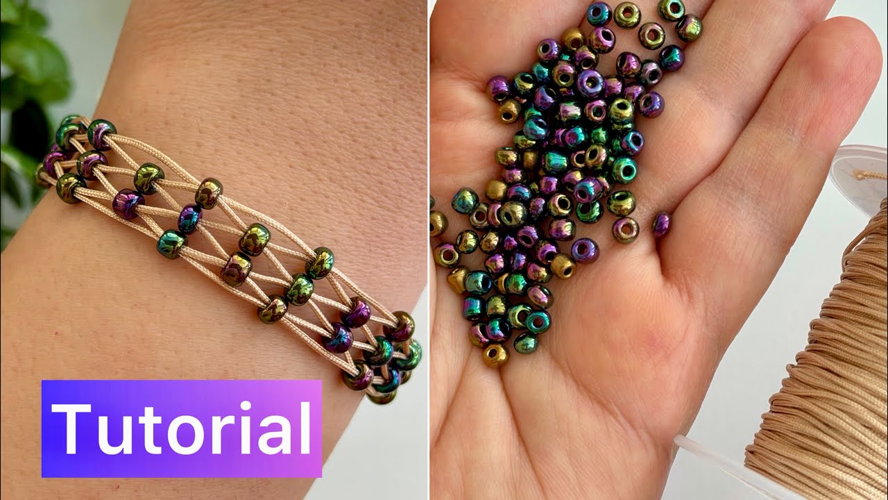 Easy & Elegant Macrame Bracelet with rainbow Beads | DIY Tutorial for Beginners